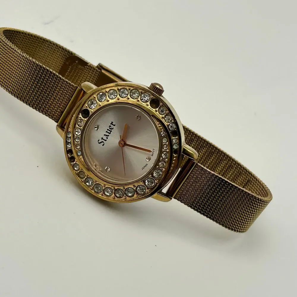 Stauer Gold-tone Swirling Stunner Crystal Bezel Women's Watch Working